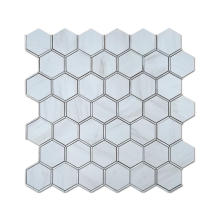 Soulscrafts Metal and white marble look cheap ceramic tile hexagon backsplash mosaic tile